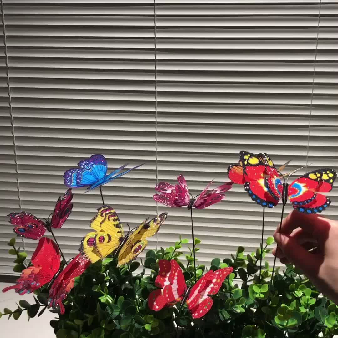 7cm Colorful Two Layer Feather Butterfly Stakes Garden Decoration Outdoor  Fairy Garden Fake Butterflies Flower Pots Decor WLY BH4688 From  Besgohouseware, $2.15