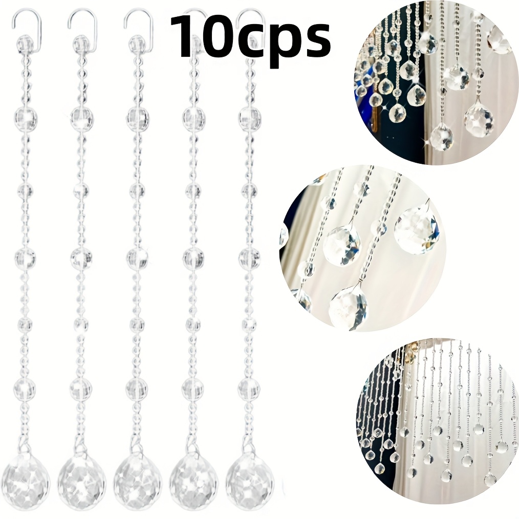 TEMU Shining Imitation Crystal Beads, Acrylic- 10pcs Halloween And Christmas Decorations, Party Background Ornaments, Room Partitions