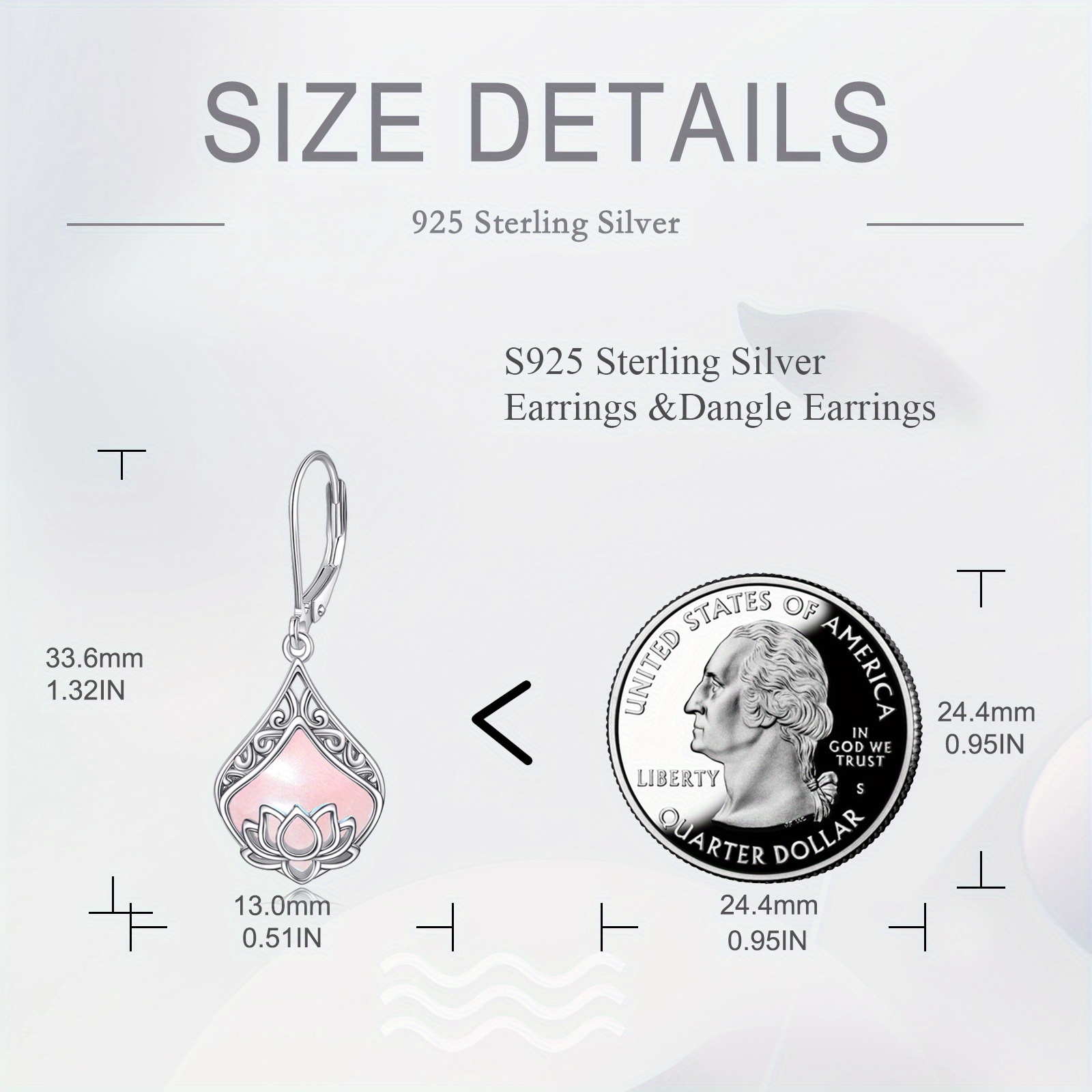 for lotus earrings 925 sterling silvery teardrop rose quartz pendant womens gemstone jewelry earrings Product details 4
