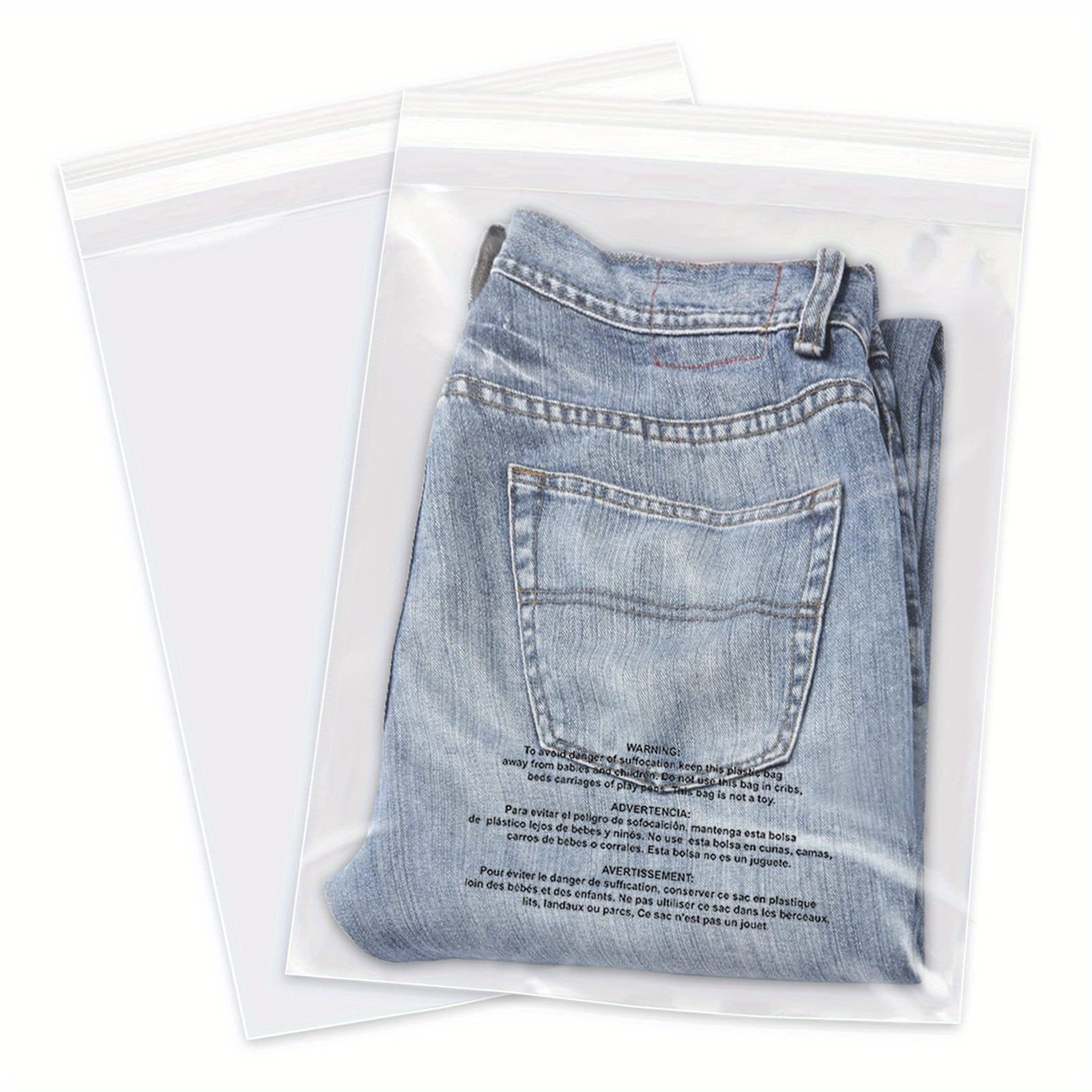 

- 14" X 20" Clear Plastic Suffocation .6 Mil For Clothing, T-shirts, Pants-resealable Adhesive, Not