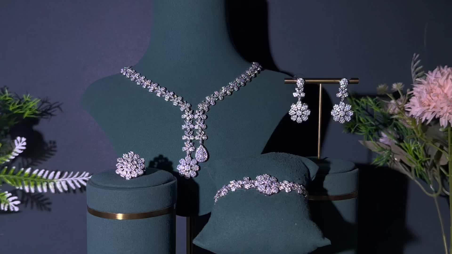 Luxurious 5pc Tassel Flower Jewelry Set for Weddings