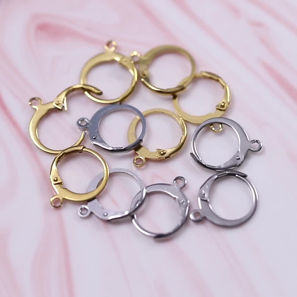 Stainless Steel Round Buckle Earrings Golden Ear Clips Lever - Temu