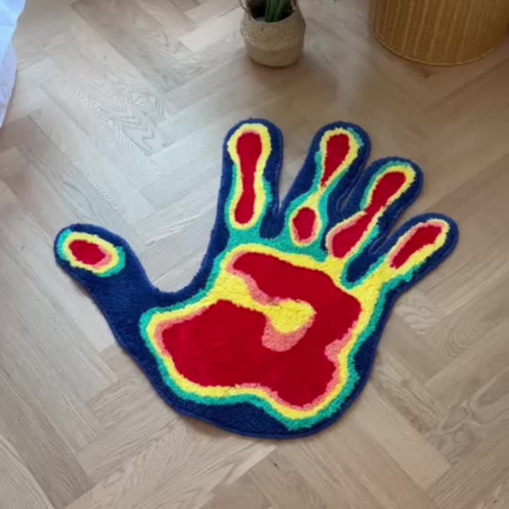 Soft Palm Shape Rug Multicolor Flocking Material Decor
