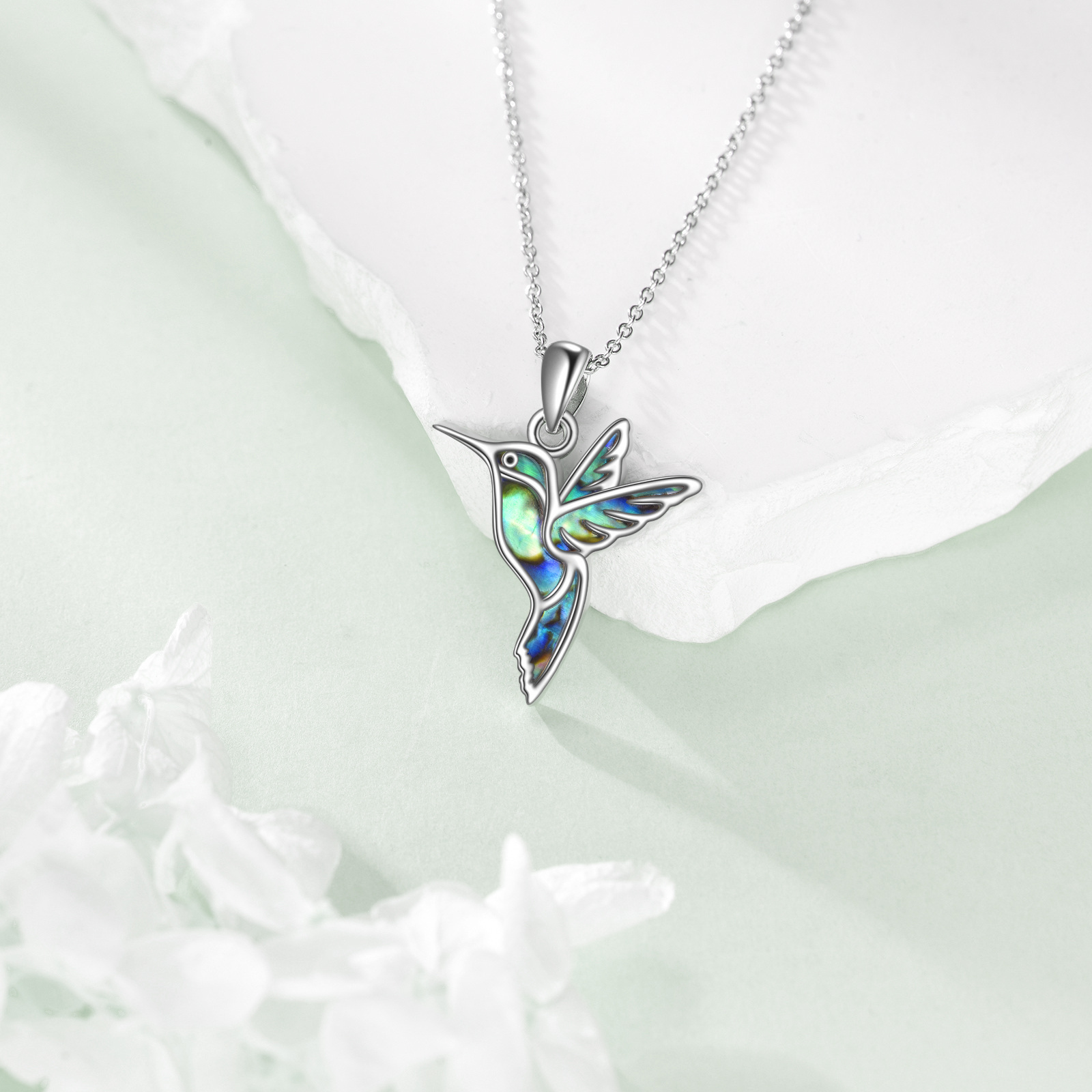 Women's Delicate Hummingbird Necklace in Sterling Silver