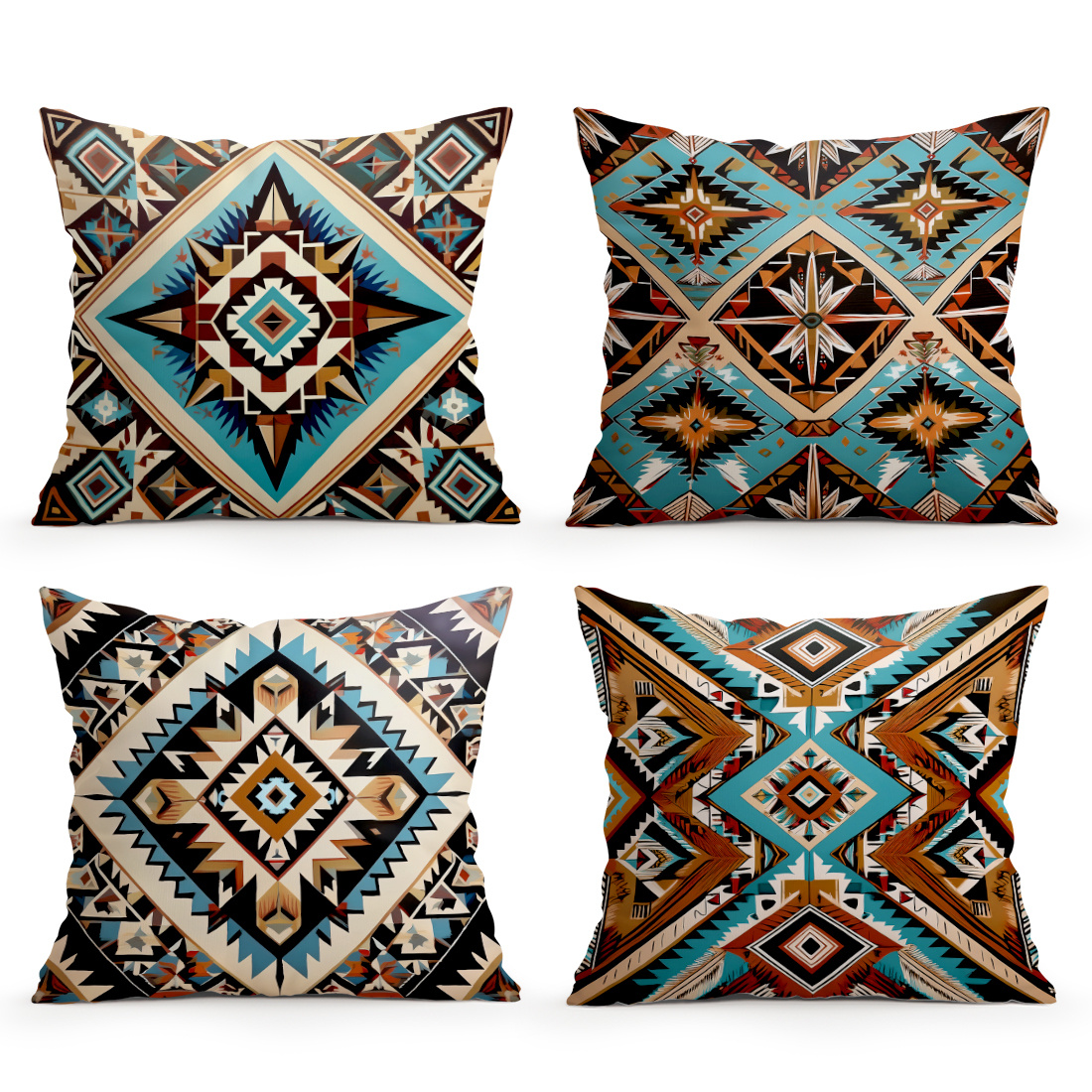 TEMU 4pcs African Tribal Geometric Throw Pillow Covers 18x18 Inch, Mid-century Modern Decorative Cushion Covers With Zipper Closure, Machine Washable
