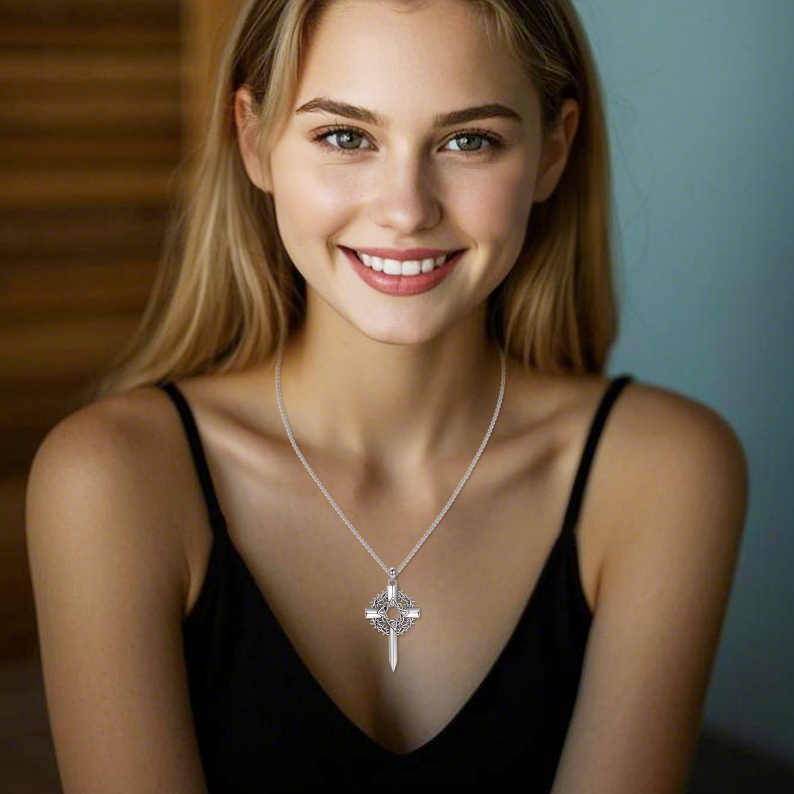 Women's 925 Sterling Silver Crown of Thorns Necklace