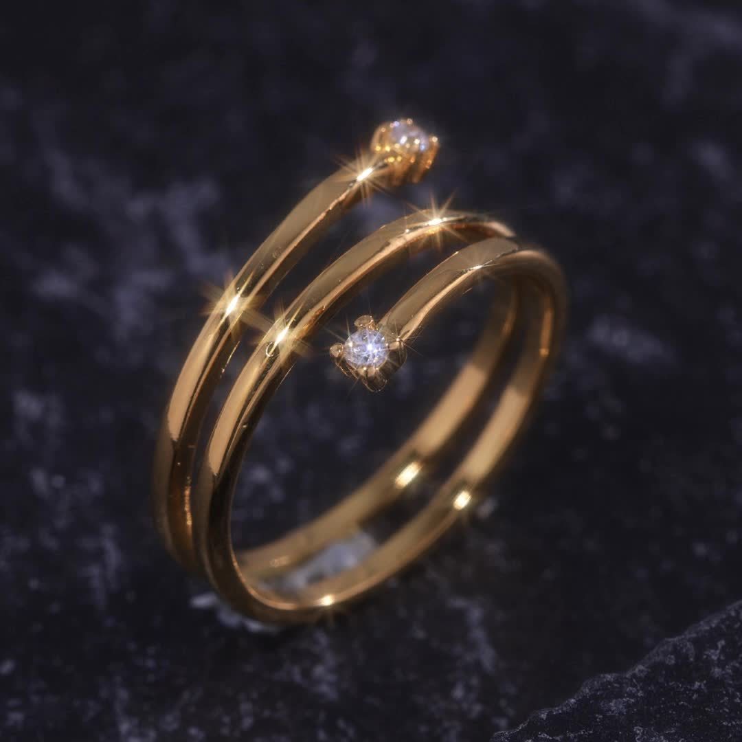 925 Silver Adjustable Open Ring for Women Triple Prong Set Zirconia