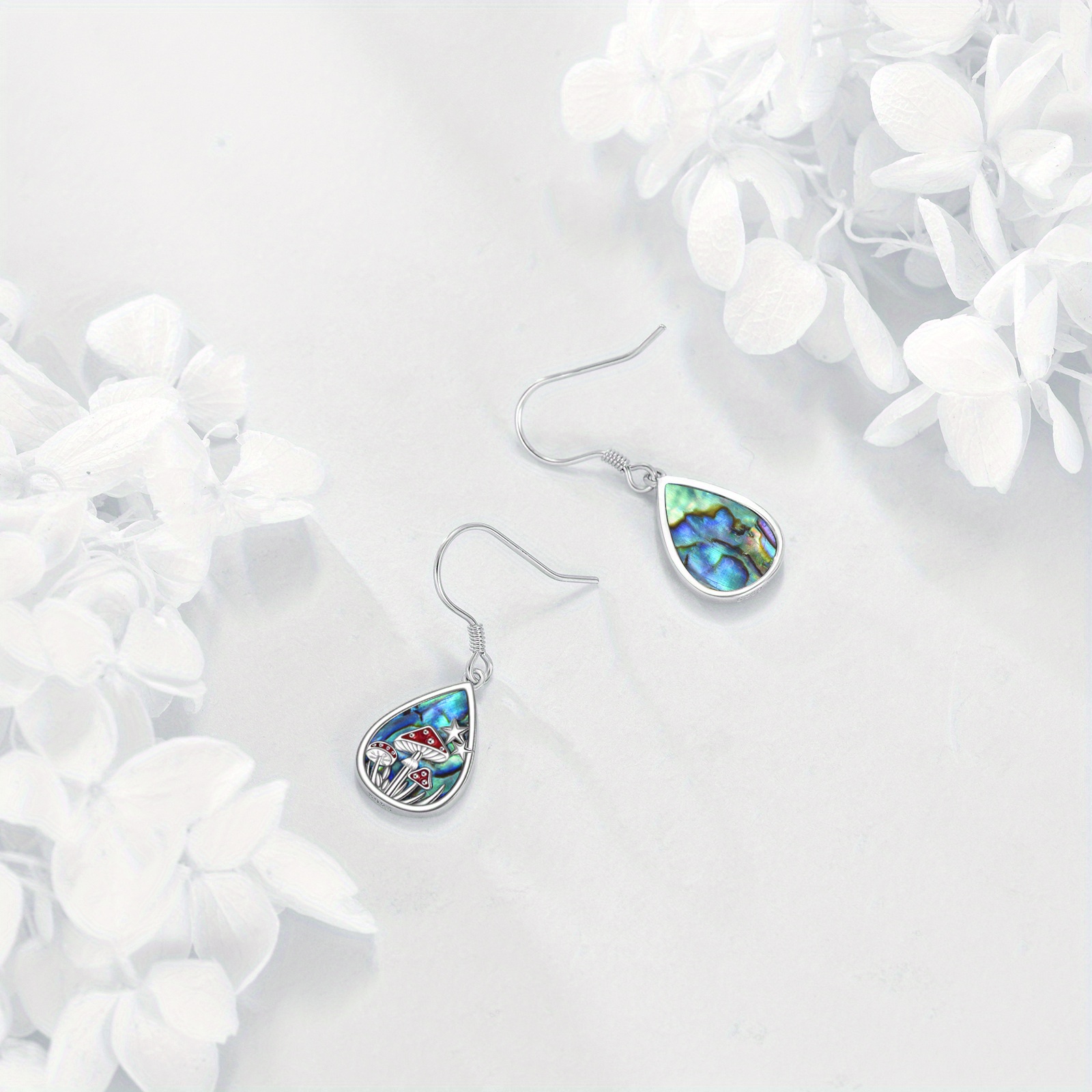 Women's Abalone Mushroom Dangle Earrings