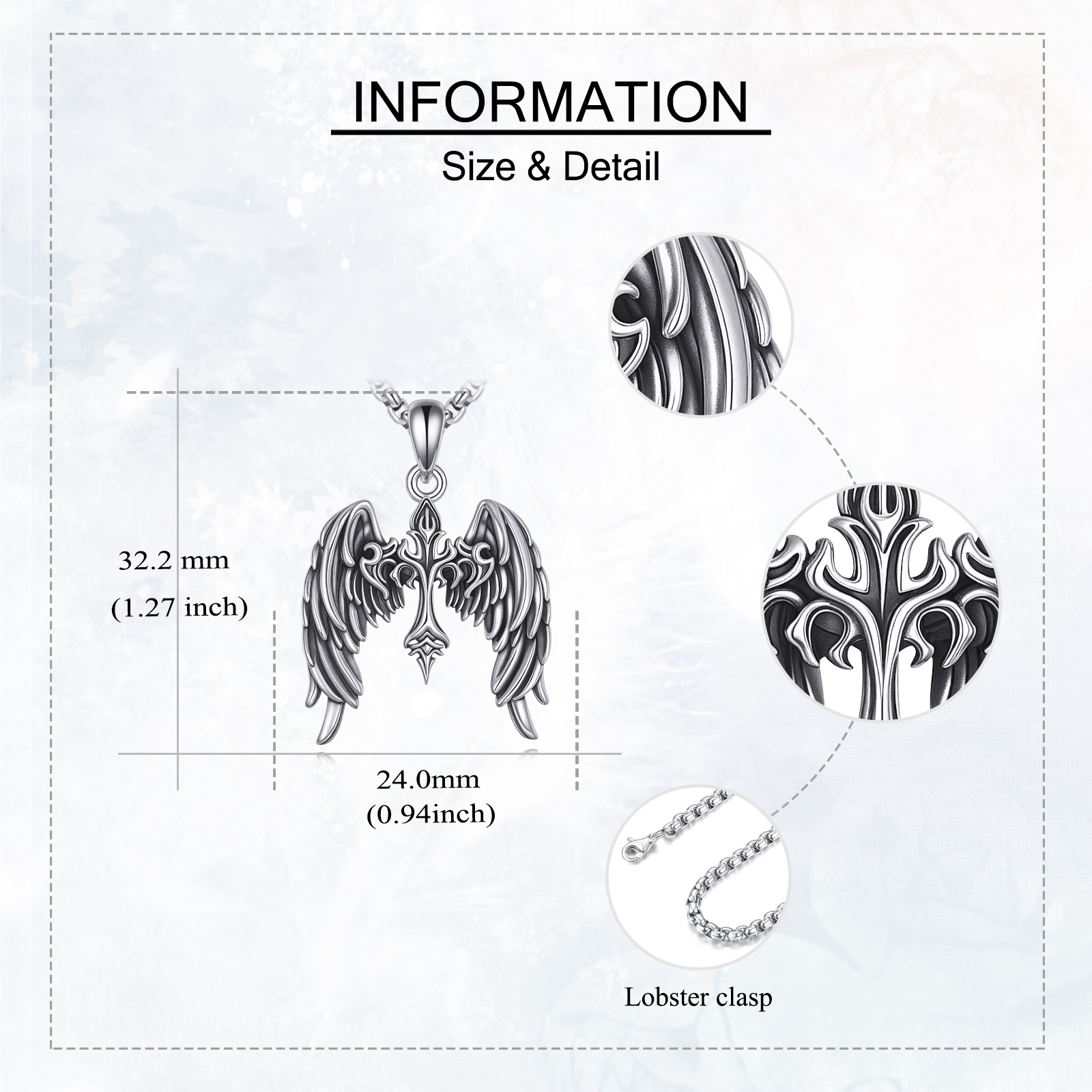 Women's 925 Sterling Silver Angel Wing Cross Necklace