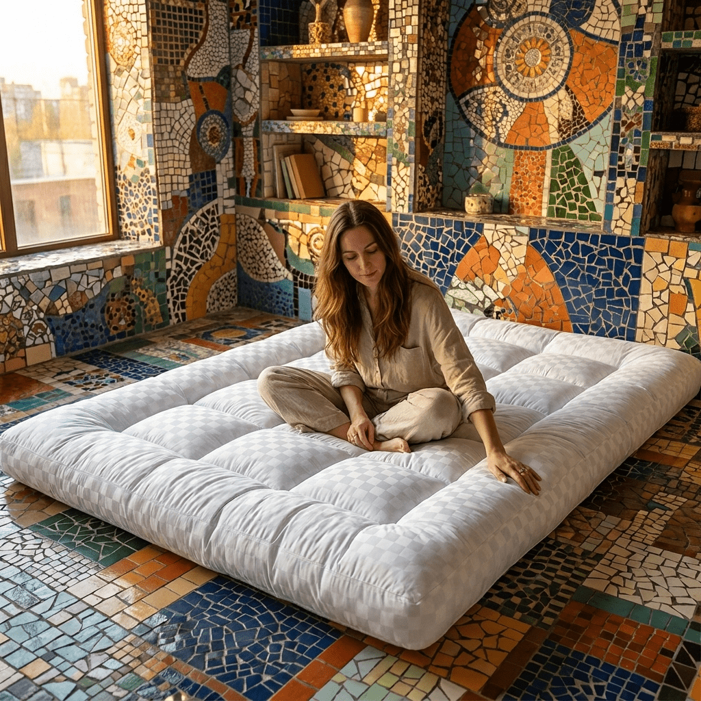 Image of And Fluffy Floor Mattress Foldable Sofa Mattress, Thickened Tatami Mattress Sleeping Pad, Ideal For Christmas Decorations, Camping, Dormitories, Bedrooms, And Rv Use