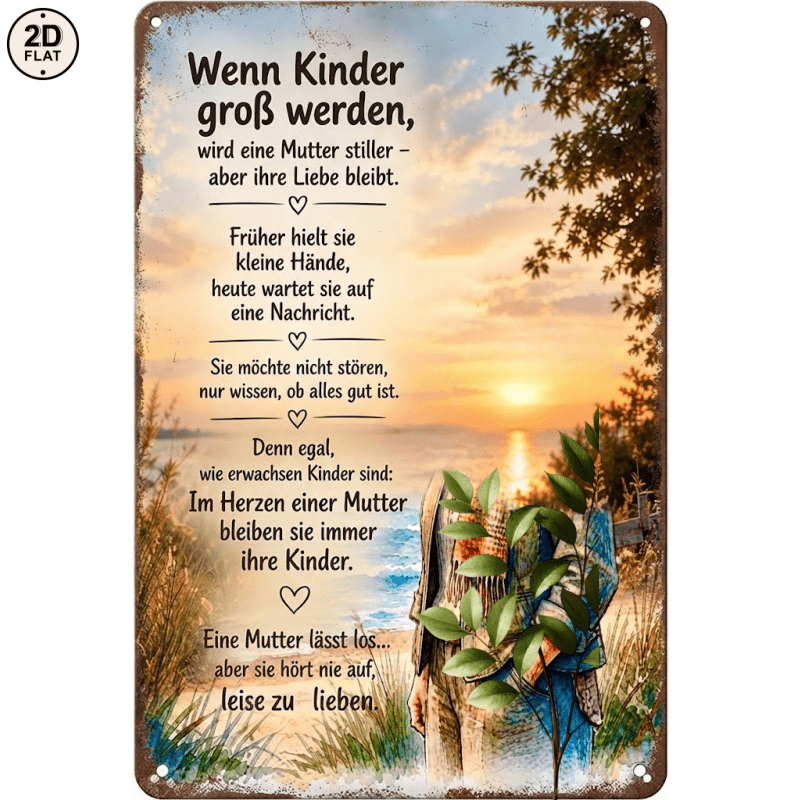 TEMU 2d Flat - 【2d Flat】 2d Flat - [2d Flat] 1pc Metal Sign. Lake German Quote Watercolor Metal Tin Sign Decor Perfect For Home, Office, Bar, Outdoor