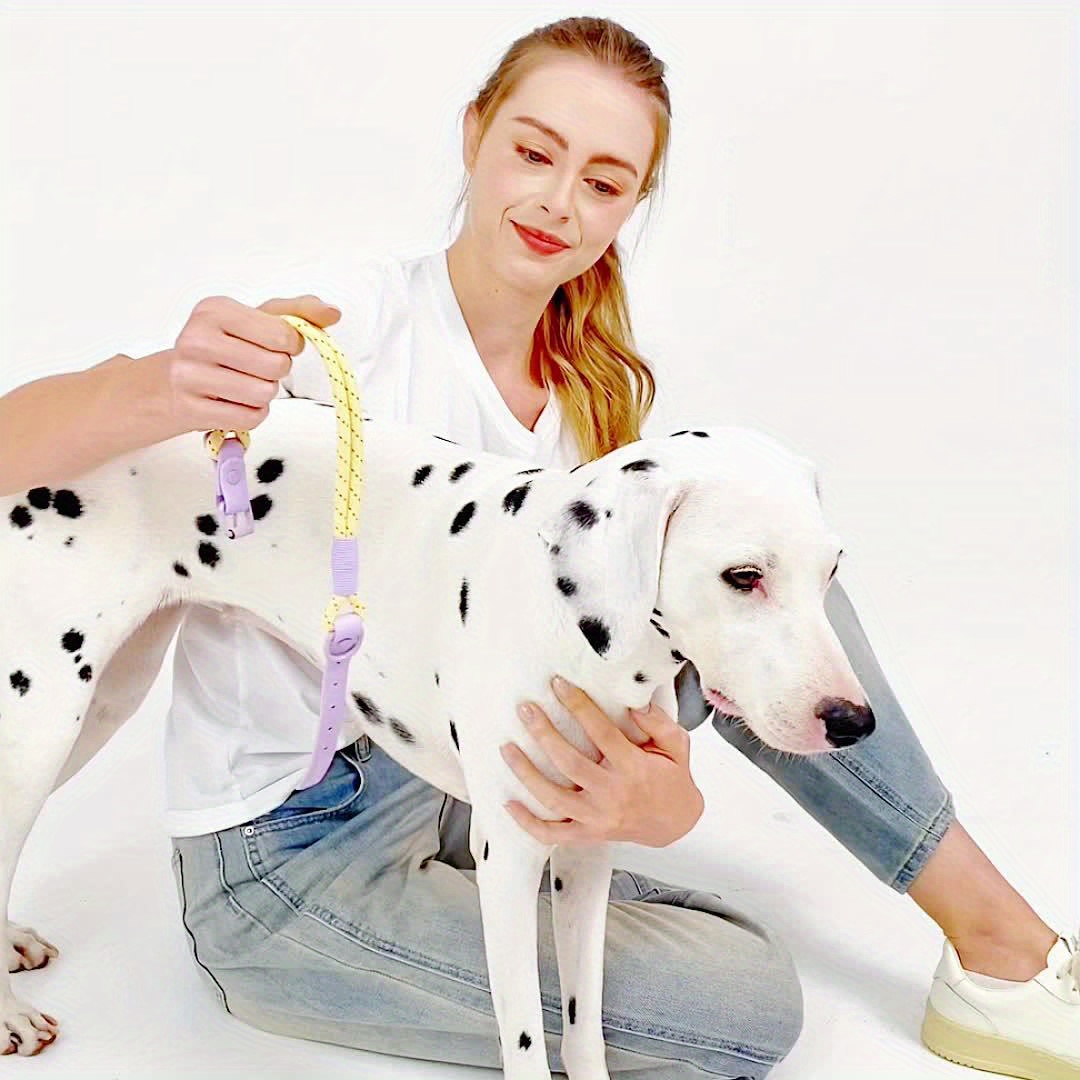 Reflective PVC Round Rope Dog Collar with Traction Hook