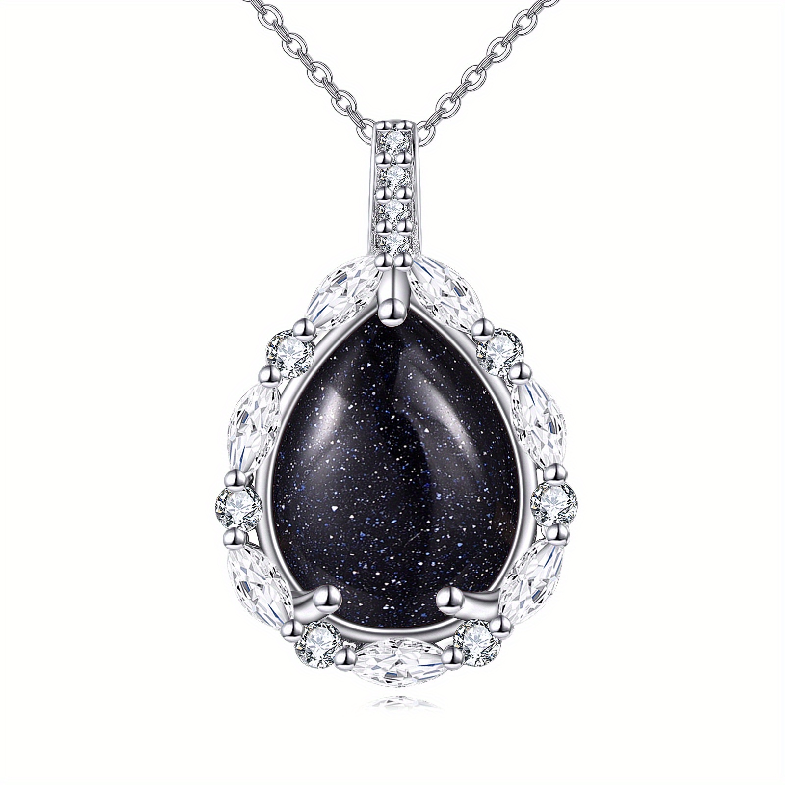 925 Sterling Silver Necklace With Blue Sandstone Pendant - A Gemstone Jewelry Gift For Women
