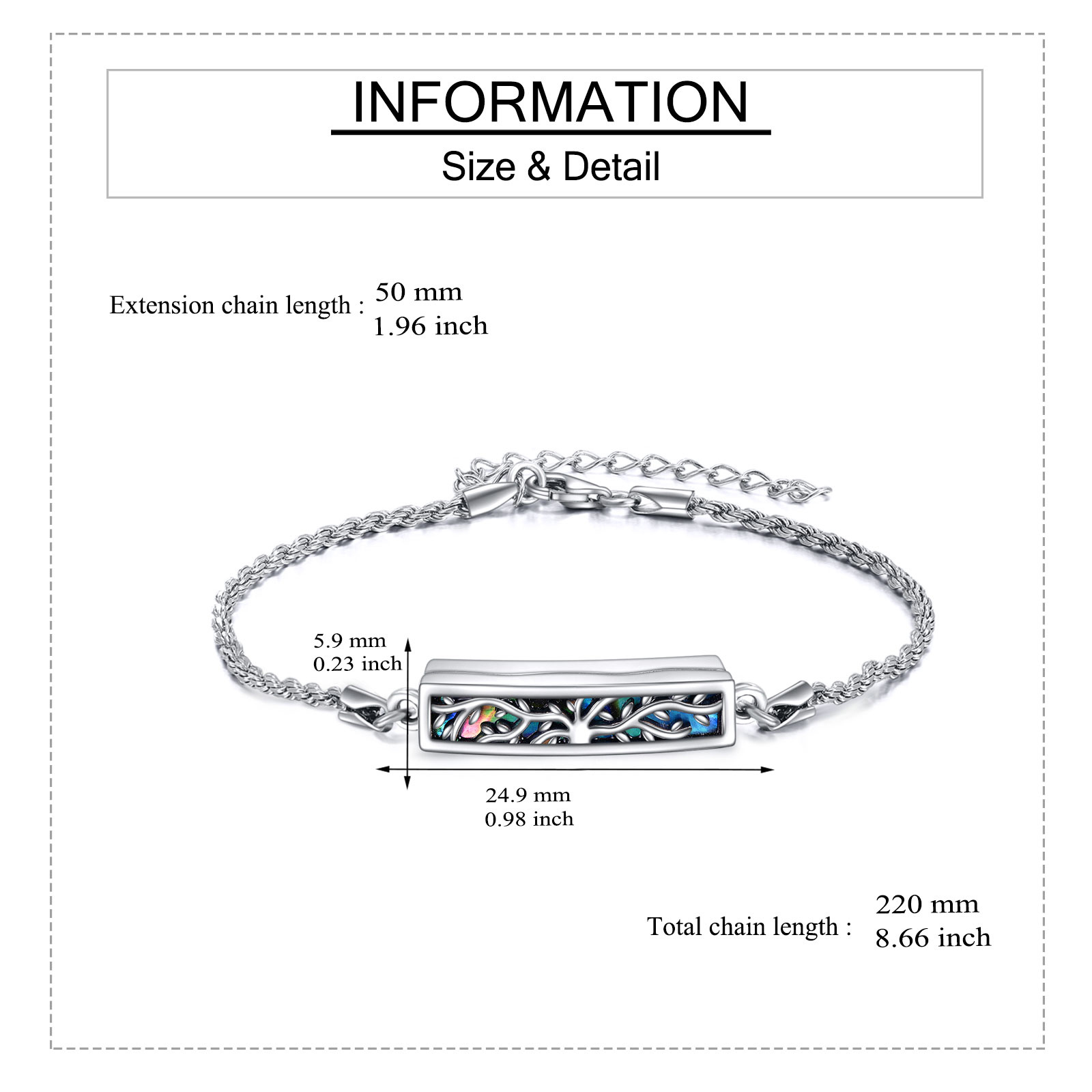 Women's 925 Sterling Silver Tree of Life Cremation Urn Bracelet
