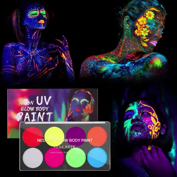Glow Face Paint Kit Blacklight Neon Body Painting Makeup Non-toxic Water  Based Facepaint Twistable Stick for Event Halloween Kid Adult Make-Up
