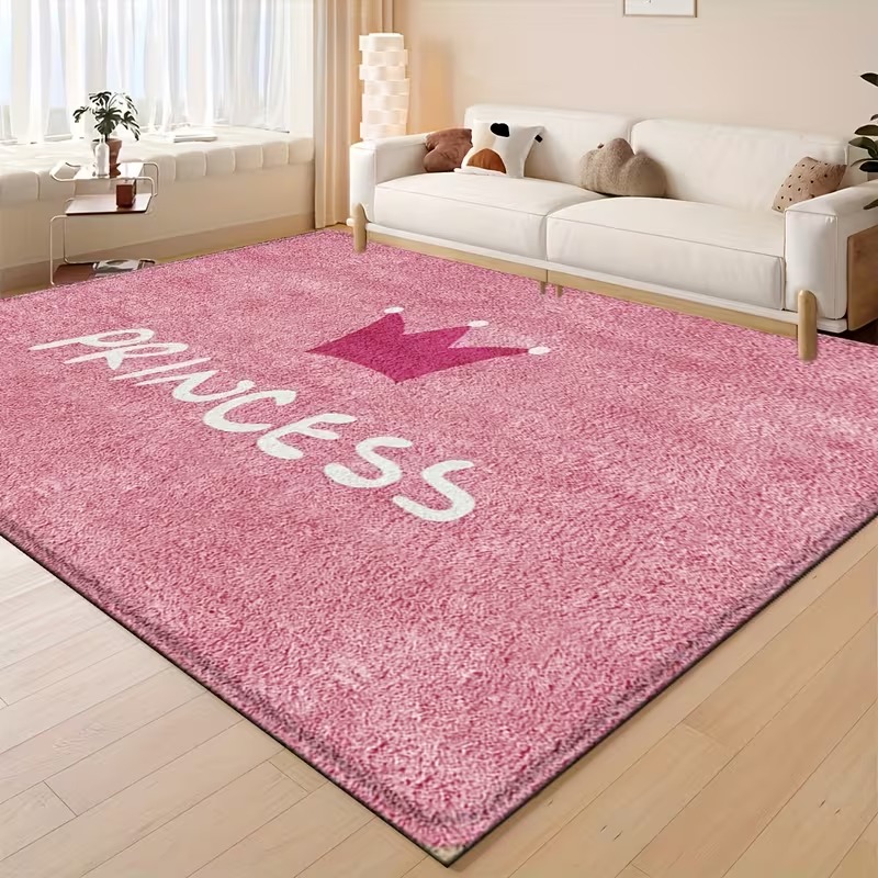 Temu – TEMU Princess Pink Area Rugs Velour Mat Area Rugs Products Rug Under Bed Washable Rugs Outdoor Carpet Home Decor Machine Washable Large Rugs Durable
