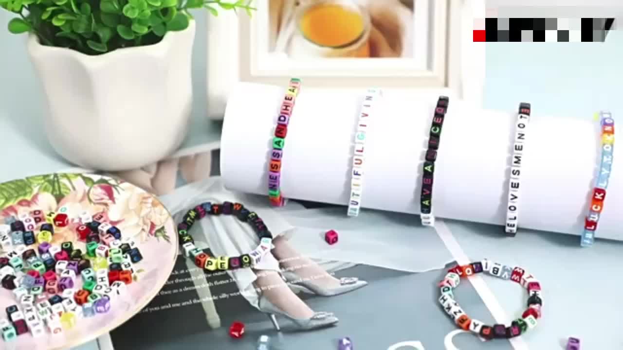 5 Color Cube Alphabet Beads Bracelet Letter Beads For - Temu