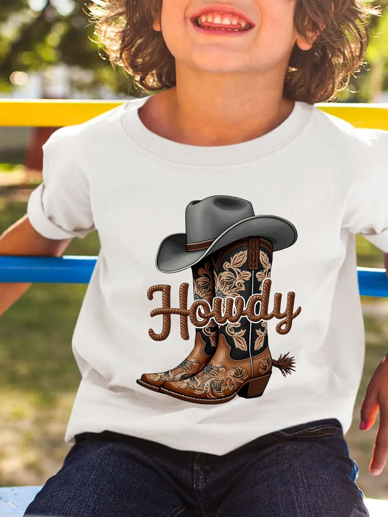 kids cowboy t shirt howdy western boot hat graphic tee Temu