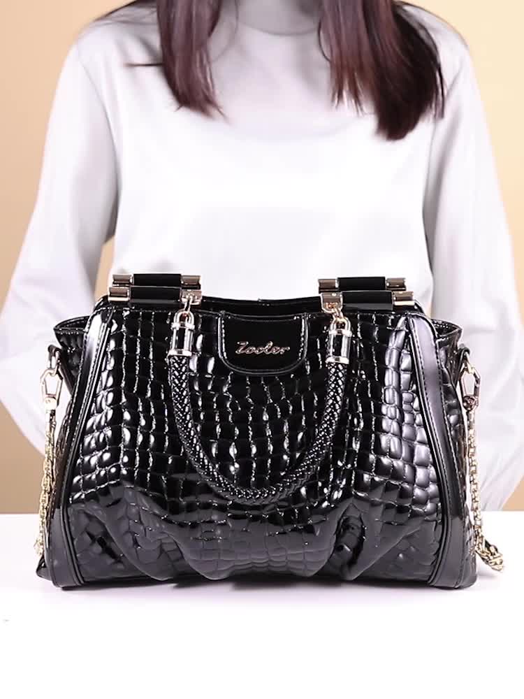 Black Pu Leather Satyam Fashion ladies bag combo 3 piece