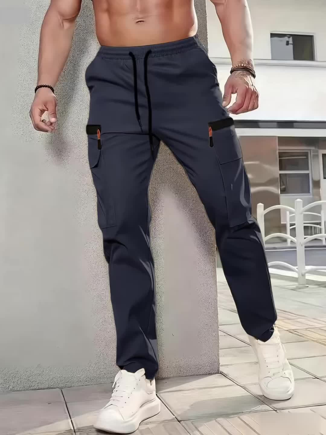 Men's Outdoor Loose Cargo Pants with Multiple Pockets