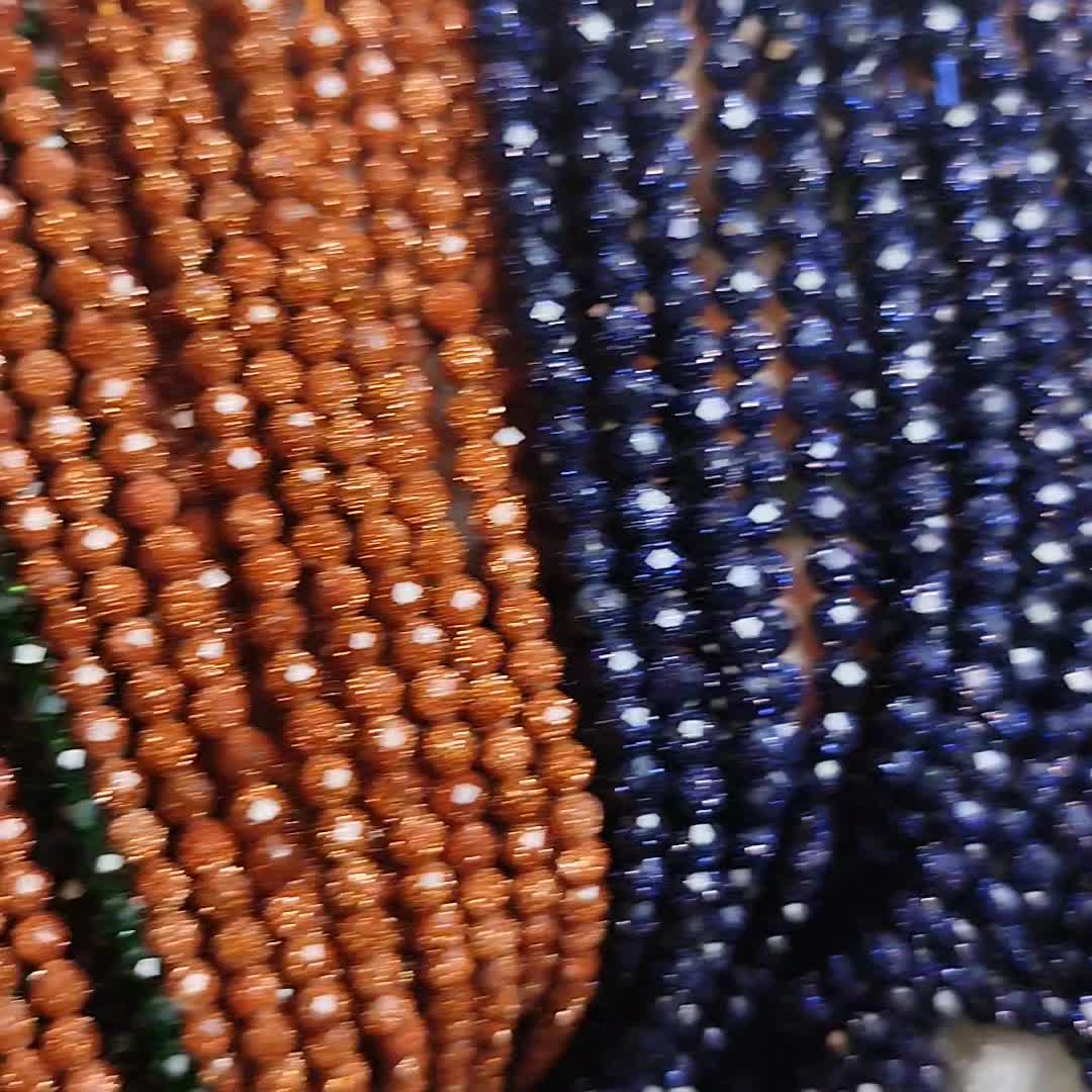 4mm * 4mm/5mm * 5mm Golden Sandstone/Blue Sandstone Square Faceted Beads -  DIY Accessories For Bracelets And Necklaces