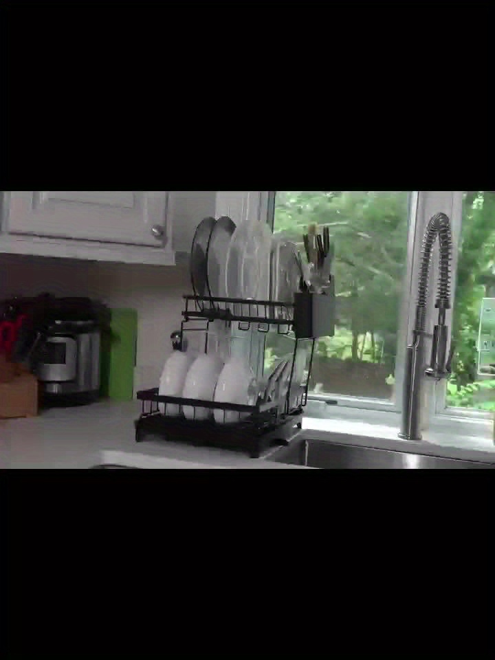Double Layer Kitchen Draining Rack with Bowl Holder