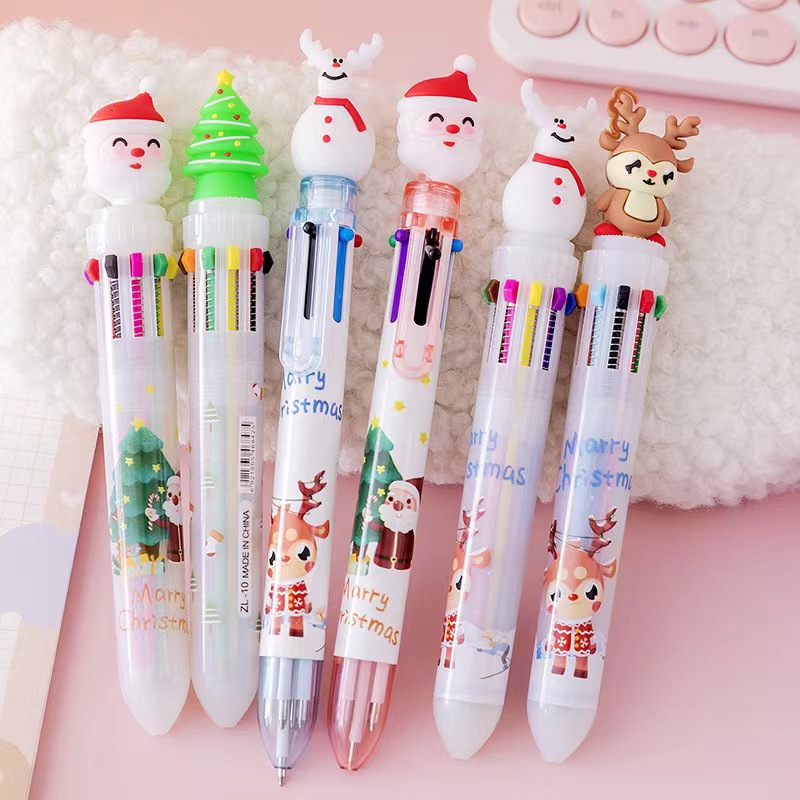 Random Color Christmas Ballpoint Pens Colorful Pens Writing - Temu