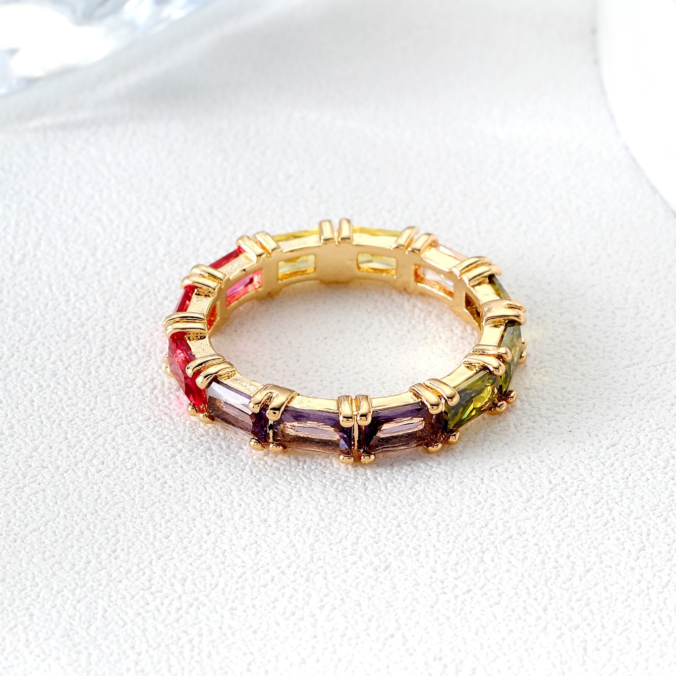 Multicolor Cubic Zirconia Circle Golden Plated Ring