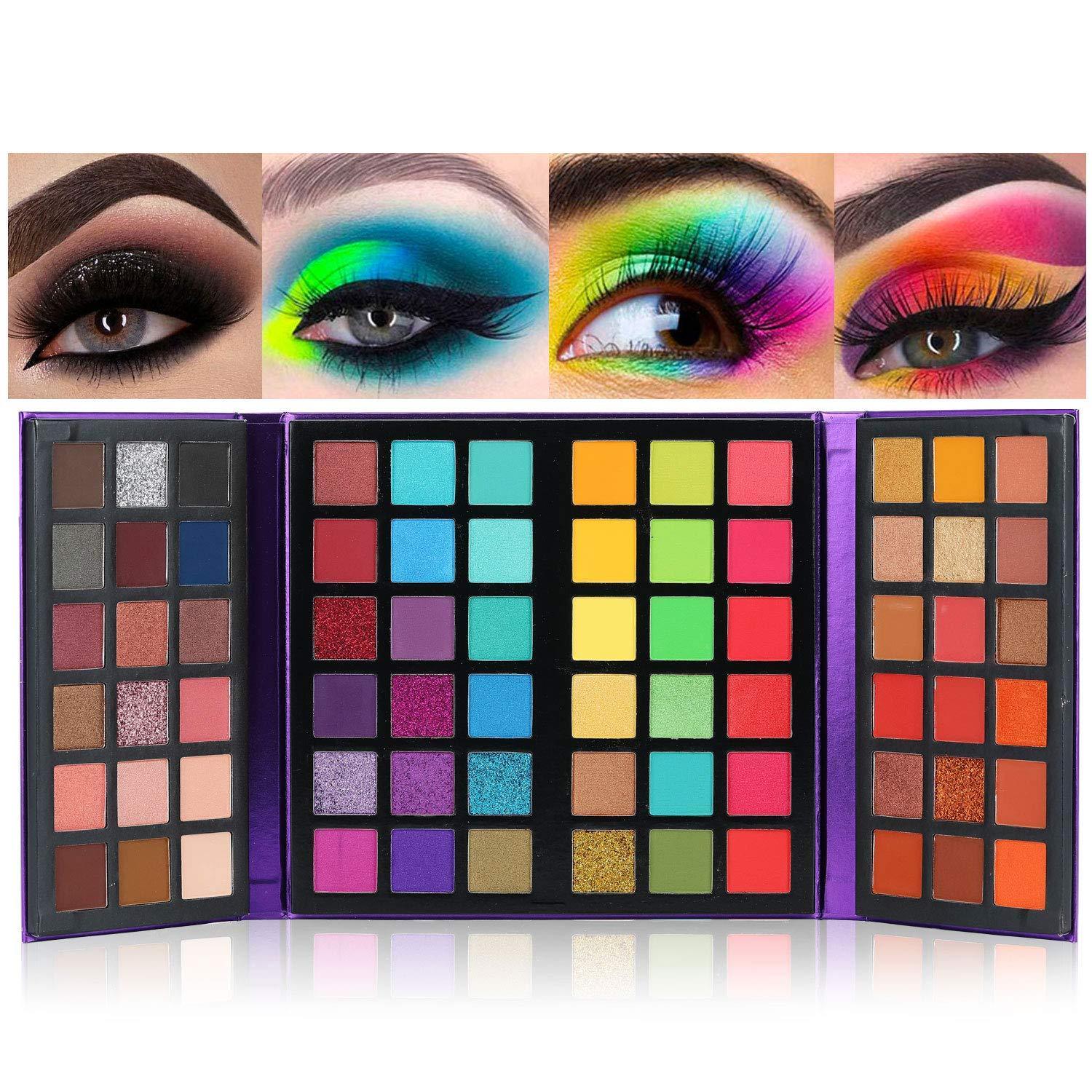 

72 Color Eyeshadow Palette Pigment Board Shimmer Glitter Matte Finish, Rainbow Color Tone, Nude Makeup All In 1 Makeup Palette