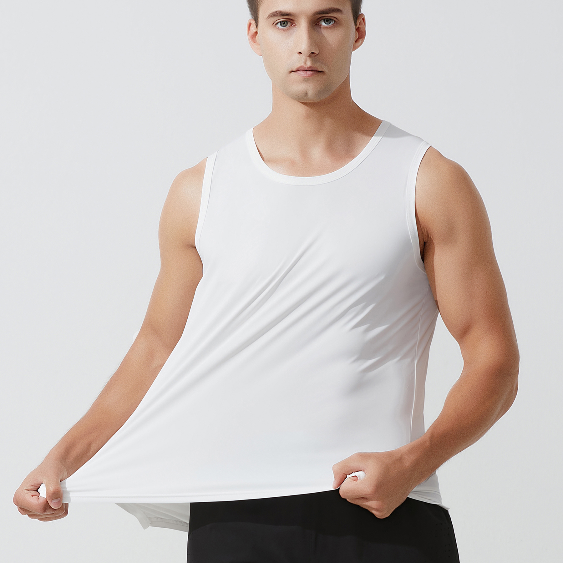 One Size Smaller Thin Fabric Men's Regular Fit Tank Top Summer T Shirt ...
