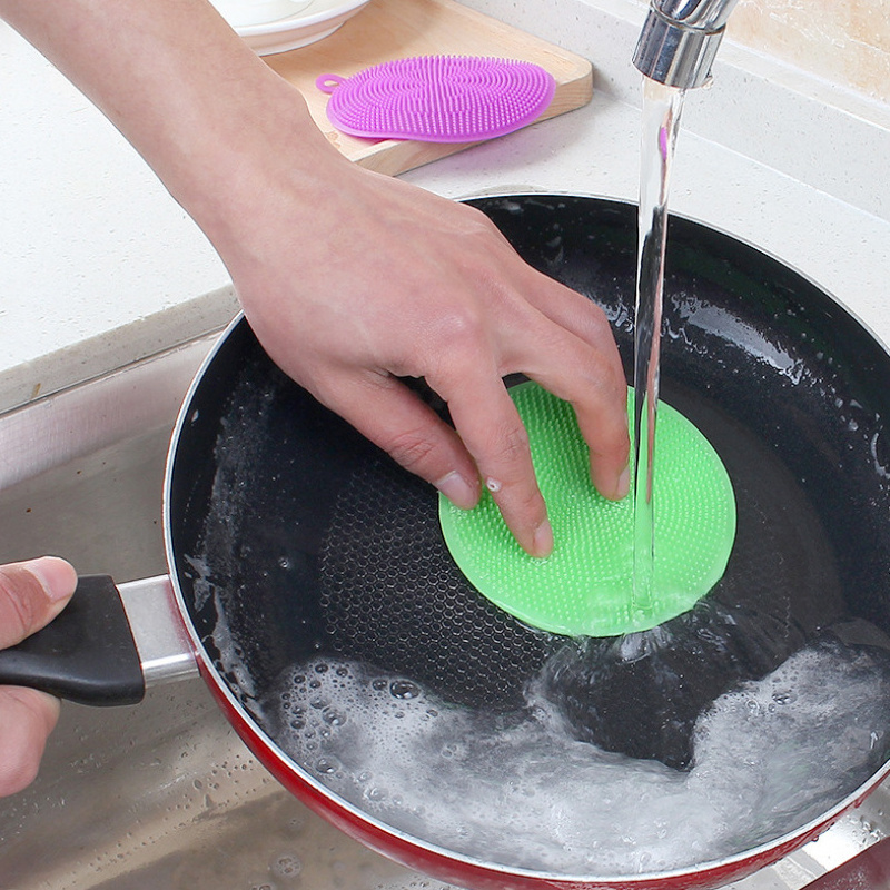 Multifunctional Silicone Dish Washing Brush Pot Pan Sponge Scrubber  Silicone Scouring Pad Wash Brushes Kitchen Cleaning