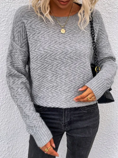 Solid Crew Neck Sweater Women - Free Shipping for New Users - Temu