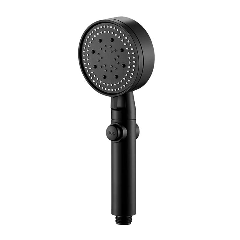 1pc Black Abs 5 Setting Multi Function High Pressure Shower Head 10 ...