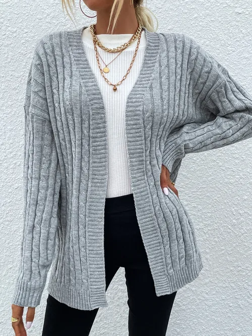 Womens Sweater Solid Cable Knit Long Sleeve Fall Winter Long Cardigan ...