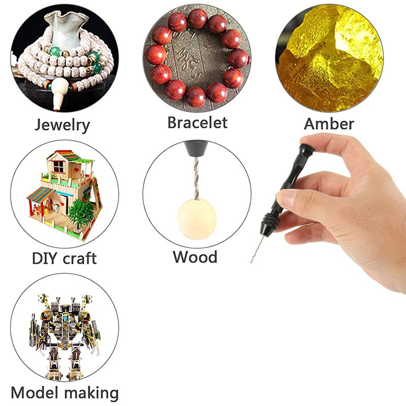 Walbest Mini Hand Drill Twist with 10Pcs Drill Bits Jewelry Making Maker  Hobby Crafts Drilling Hole DIY Tool 