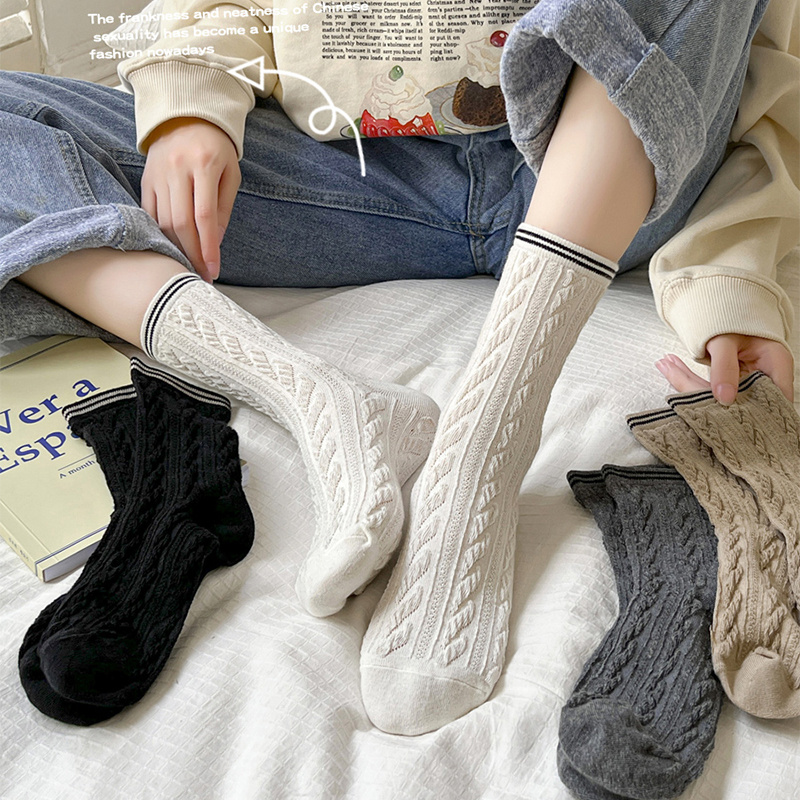 Order One Size Larger Girls Stacking Socks Twist Wool Thread - Temu