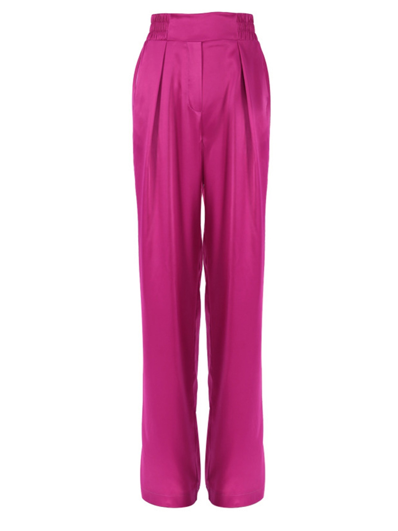 safuny Women's Wide Leg Suit Pants Casual Comfy Trendy Solid Color Teen  Relaxed Girls High Rise Trousers Hot Pink XL