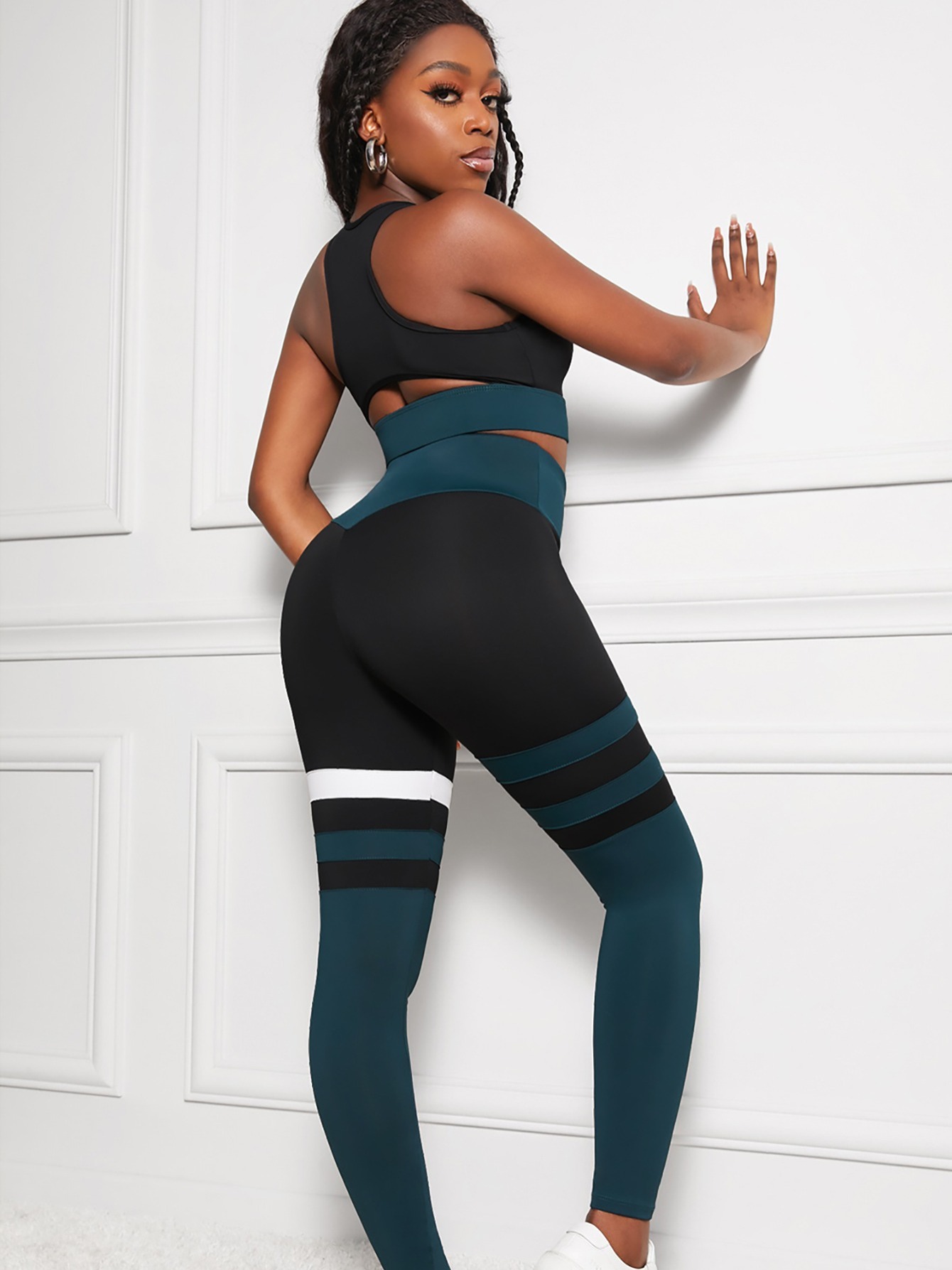 Wide Waistband Leggings - Navy