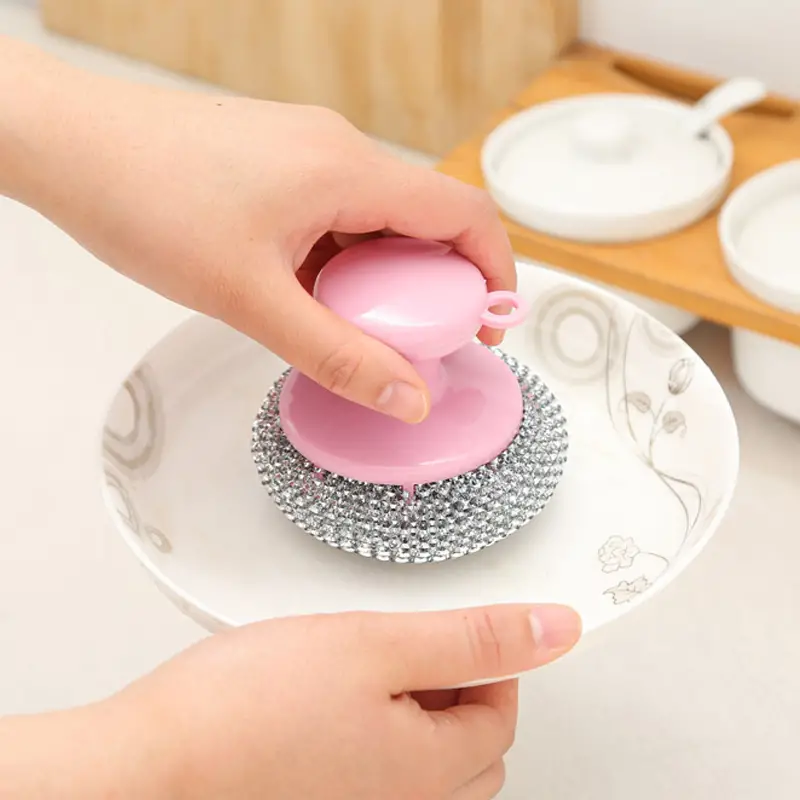 1pc Removable Kitchen Round Dish Sponges Scourer Cleaning Ball