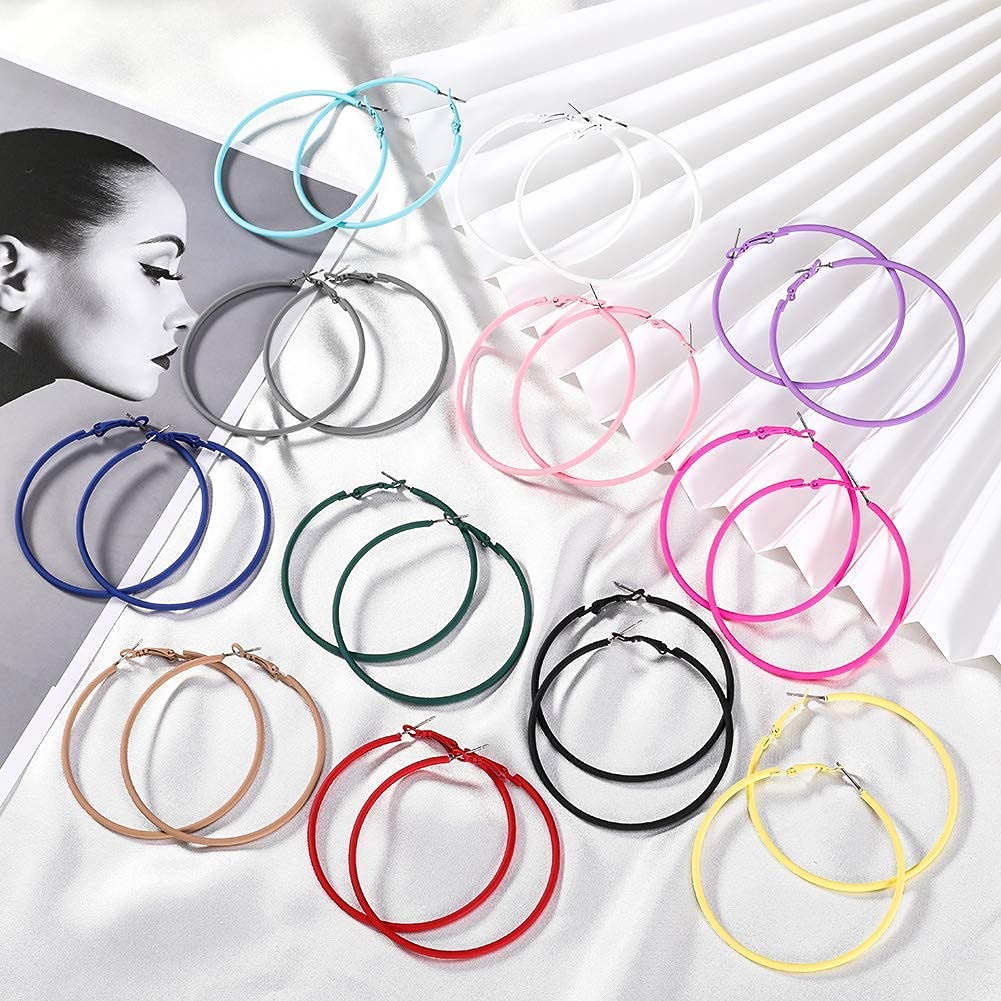 

Candy Color Hoop Earrings Simple Leisure Style Alloy Material Versatile Ornament For Women Girls Daily Casual