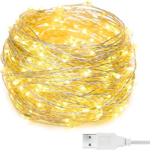 12M 120LED Lights , USB Powered Warm White String Lights , Firefly Lights For Christmas , Party , Wedding , Street