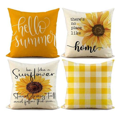 4pcs 18*18in Pillow Cover Without Pillow Insert, Sunflower Embroidered Envelope Pillowcase, Pillow Cover
