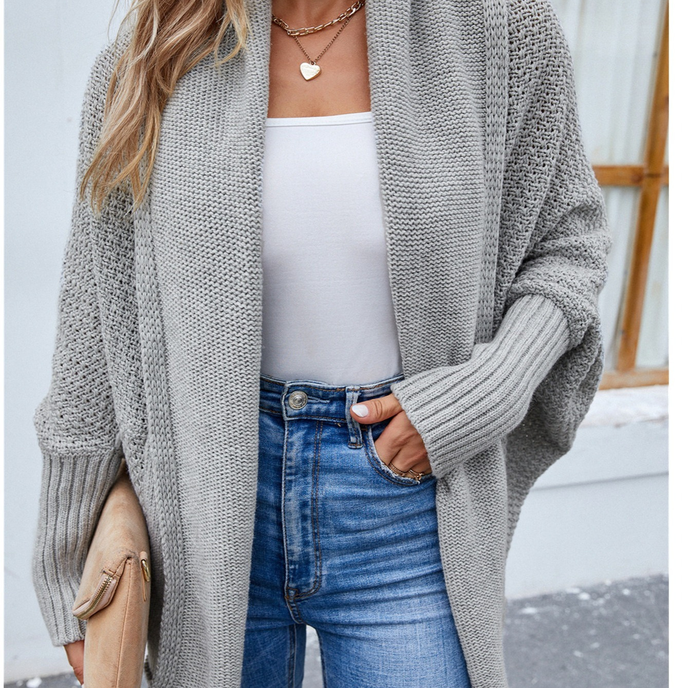 Women's Sweater Solid Scoop Neck Knit Sweater Cardigan | Shop Now For ...