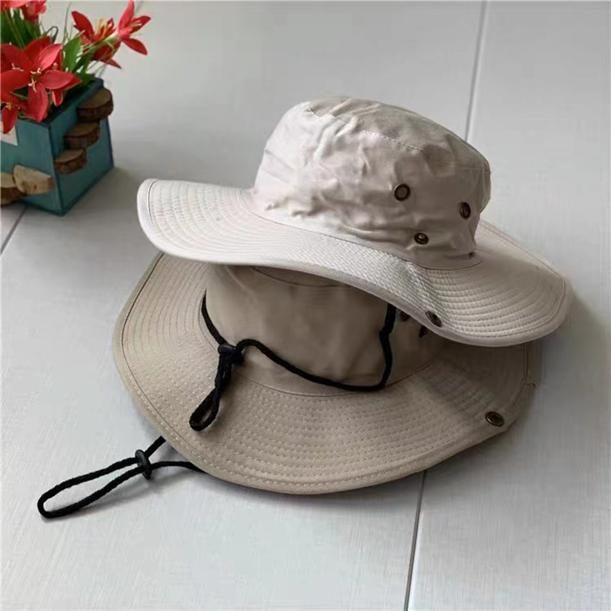 Women Bucket Hat - Beach Fisherman Hats Cotton Bucket Hats Men Sun