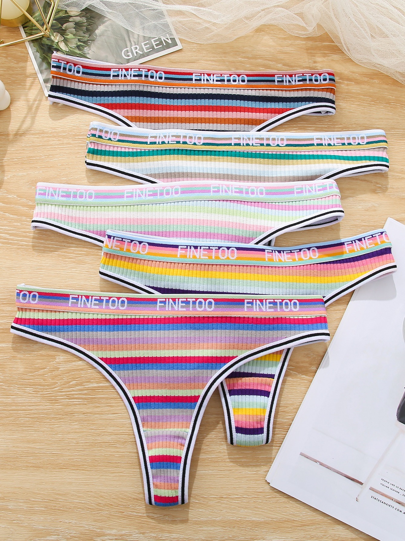 Pride Rainbow Stripes - Modern Womens Thong Underwear
