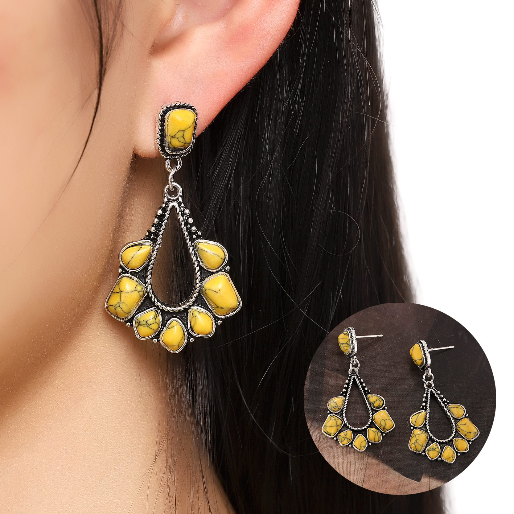 Vintage Boho Style Antique Finish Dangle Drop Earrings - Women's Fashion Jewelry For Gifts & Occasions 7 thumbnail image