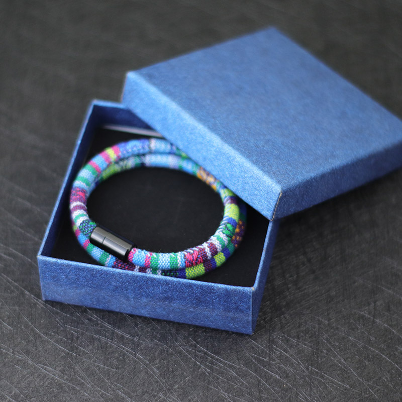 Men's Colored Fabric Braided Wristband Bracelet
