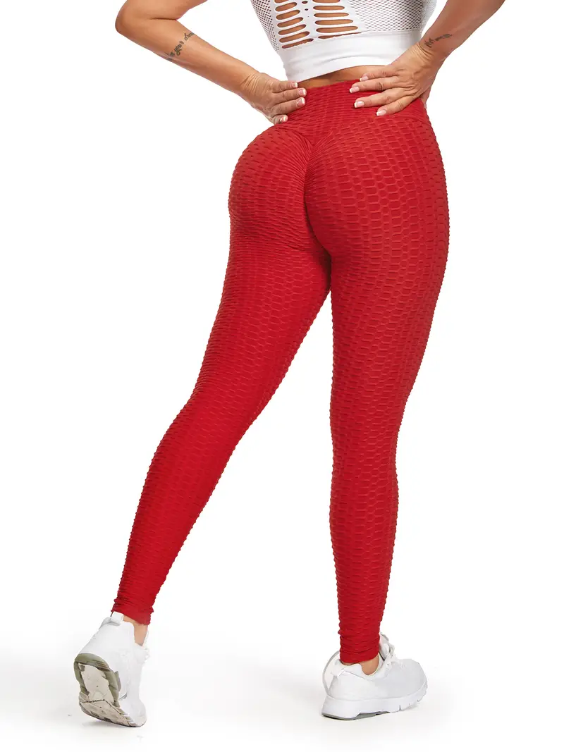 YWDJ Leggings for Women Tummy Control Butt Lifting Fashion Casual Women  Solid Span Ladies High Waist Wide Leg Trousers Yoga Pants Long Pants Red M  