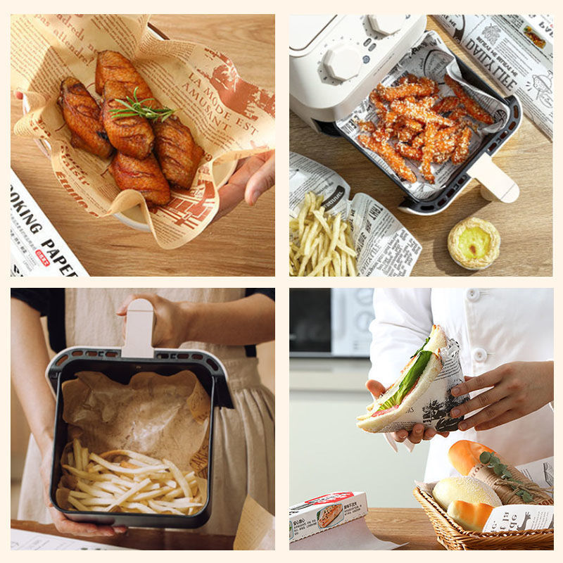 Caja de papel desechable para hamburguesas, Envoltorios de alimentos de  grado de grasa, bolsas de herramientas para hornear, patatas fritas