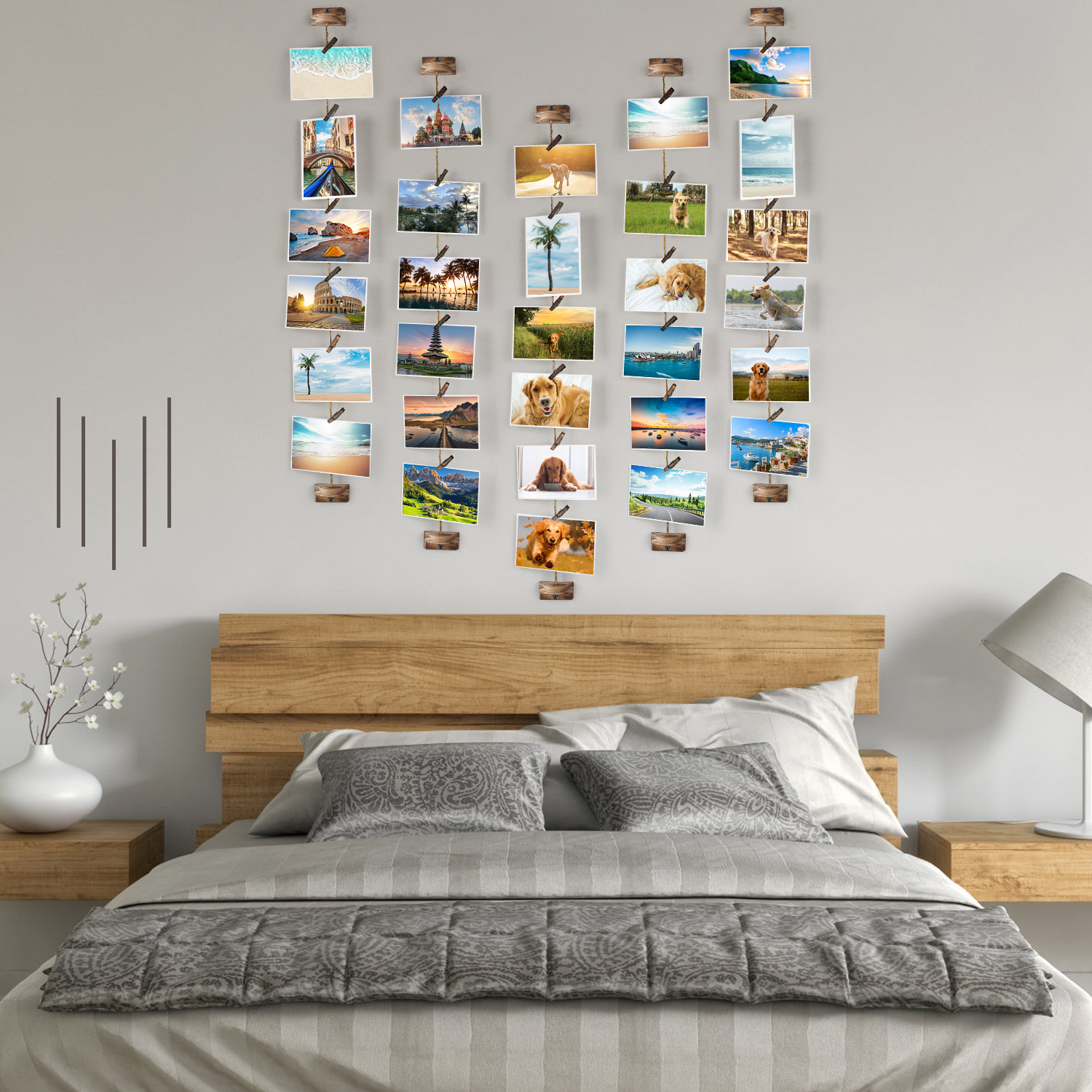 Emfogo Picture Frames collage Wall Decor Photo collage Picture frames 4x6  for Wall Hanging with 30 clips Multi Photo Display for